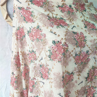 135cm Width x 95cm Length Premium Vintage Floral Print Eyelet Embroidery Chiffon Fabric