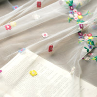 130cm Width x 95cm Length Premium Pastoral Colorful Flower Embroidery Lace Fabric