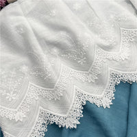 2 Yards x 28cm Width Vintage Floral Embroidered Cotton Thread Lace Trim