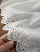 27cm Width x 190cm Length Premium Branch Floral Embroidery Eyelet Cotton Lace Fabric