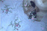幅130cm×長さ95cm つるの枝 花刺繍 オーガンジー レース生地