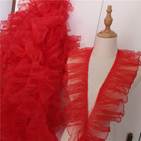 10cm Width x 4 Yards Length Organza Ruffled Pleated Lace Fabric Trim