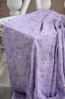 145cm Width Purple Floral Pattern Print Cotton Fabric by the Yard