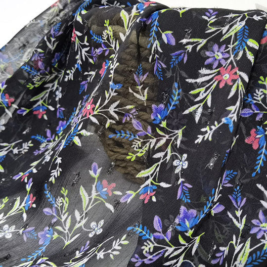 145cm Width x 95cm Length Premium Vine Branch Floral Embroidery Black Lace Fabric