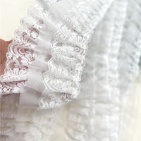 2 Yards x 12cm Width Premium 3-layer(Lace + Chiffon + Lace) Lolita Floral Embroidery Lace