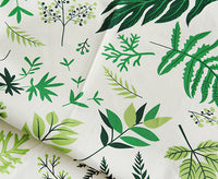 150cm Width x 95cm Length Tropical Green Plant Print Linen Cotton Fabric