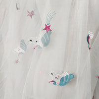 150cm Width x 95cm Length  Classical Unicorn Pattern Embroidery Lace Fabric(White)