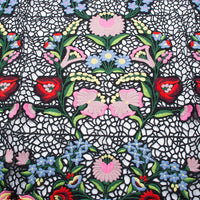 120cm Width x 95cm Length Luxury Colorful Flower Embroidery Water Soluble Chemical Lace Fabric