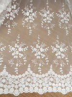 130cm Width Floral Embroidery Lace Fabric by the Yard