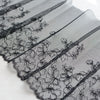 23cm Width x 270cm Length Abstract Cherry Blossom Floral Embroidery Lace Fabric Trim (Black)