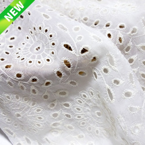 110cm Width Hollow-out Vine Branch Flower Embroidery Eyelet Fabric by the Yard