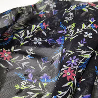 145cm Width x 95cm Length Premium Vine Branch Floral Embroidery Black Lace Fabric