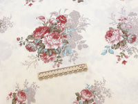 160cm Width x 95cm Length Vintage Rose Floral  Print Cotton Fabric