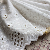 2 Yards of 10 inches Width Vintage Cotton Floral Vine Embroidery Eyelet Sewing Lace Fabric Trim