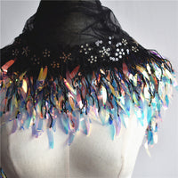 12cm Width x 95cm Length Premium Beautiful Sequin and Willow leaf  Tassel Lace