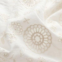 125cm Width x 95cm Length Vintage Hollow-out Eyelet Floral Embroidery Beige Cotton Fabric