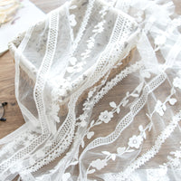 130cm Width x 100cm Length 3D Floral Embroidery Lace Fabric