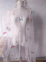 150cm Width x 95cm Length  Classical Unicorn Pattern Embroidery Lace Fabric(White)