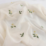 150cm Width x 95cm Length Camellia Floral Embroidery Chiffon Fabric