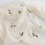 150cm Width x 95cm Length Camellia Floral Embroidery Chiffon Fabric