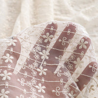125cm Width x 95cm Length Premium Strips and Floral Embroidery Lace  Fabric