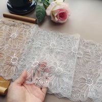 3 Yards x 20cm Width Premium Daisy Floral Embroidery Lace Fabric Trim
