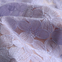 125cm Width x 95cm Length Premium Purple Floral Embroidered  Lace Fabric
