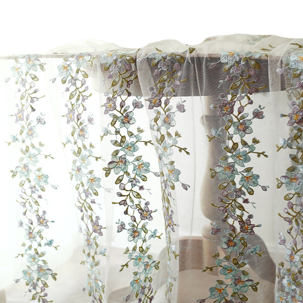 138cm Width x 95cm Length Premium 3D Vine Floral Embroidery Tulle Lace Fabric