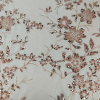 120cm Width x 95cm Length Premium Sequined Floral Golden Line  Embroidery Lace Fabric