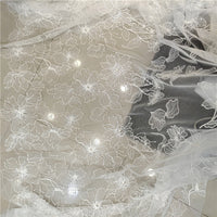 135cm Width x 95cm Length Wedding Bridal Branch Flower Embroidered Lace Fabric