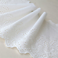 2 Yards x 25cm Width Premium Floral Embroidery Eyelet Cotton Lace Fabric