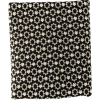 150cm Width x 95cm Length Premium Daisy Floral Embroidery Black Cotton Fabric