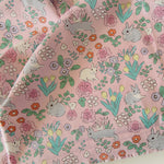 160cm Width x 95cm Length Spring and Summer Premium Cute and Pink Rabbit and Flowers Print Cotton Fabric