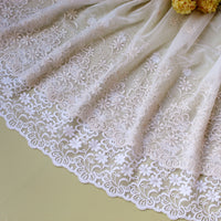 40cm Width x 180cm Length Floral Embroidery Tulle Lace Fabric Trim