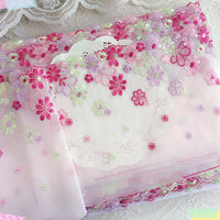 19cm Width x 270cm Length Premium Colorful Pink Daisy Floral Embroidery Lace Fabric Trim