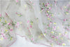 138cm Width x 95cm Length Pink and Yellow Floral Embroidery Organdy Lace Fabric