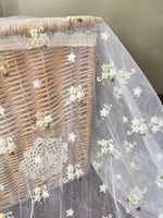 150cm 幅少し黄色の花刺繍レース生地ヤード