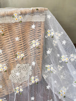 150cm Width Little Yellow Flowers Embroidery Lace Fabric by The Yard