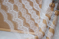 3 Yards Wave Shape Floral Embroidery Eyelash Lace Trim