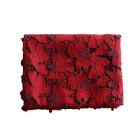 125cm Width x 95cm Length Premium Red Hollow out Chemical  Floral Lace Embroidery Fabric