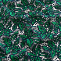 125cm Width x 95cm Length Premium Hollow-out Green Leaf Embroidery Lace Fabric