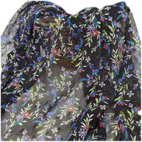 145cm Width x 95cm Length Premium Vine Branch Floral Embroidery Black Lace Fabric