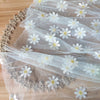 140cm Width x 95cm Length Daisy Flower Embroidery Tulle Lace Fabric