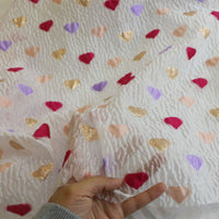 140cm Width x 95cm Length Colorful Hearts Pattern Yarn-dyed Jacquard Fairy Fashion Fabric