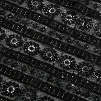 150cm Width x 95cm Length Premium Sequins Floral Embroidery Bone Lace Fabric
