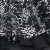 幅142cm×長さ95cm シルバーライン花柄刺繍ブラックチュールレース生地