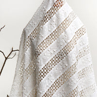 125cm Width x 95cm Length Premium Hollow-out 3D Floral Embroidery Cotton Lace Fabric