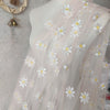 140cm Width x 95cm Length Daisy Flower Embroidery Tulle Lace Fabric