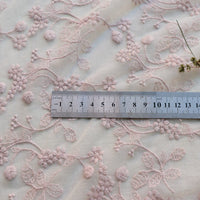 幅120cm x 長さ95cm ビンテージ ピンク 枝 花 刺繍 レース生地