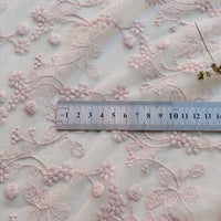 120cm Width x 95cm Length Vintage Pink Branch Flowers Embroidery Lace Fabric
